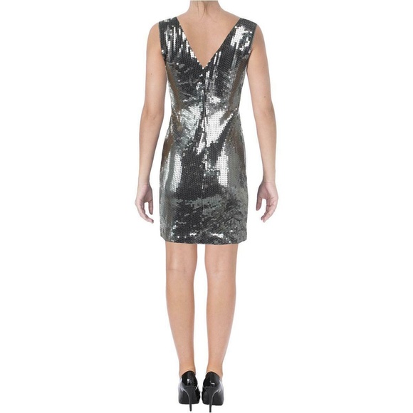 Aqua Womens Black Sequined Mini Party Slip Dress L - Picture 2 of 2